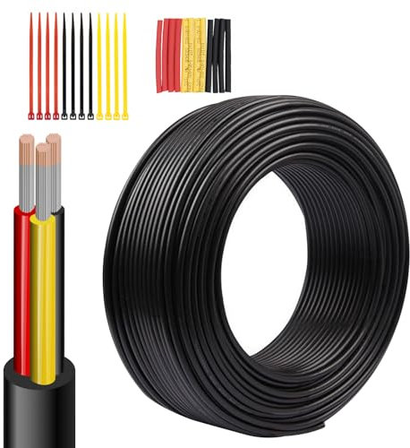 Wirelume 14 AWG 3×2mm² Electrical Wire 3 Core Conductor 14 Gauge Extension Cable Stranded Twin and Earth Round Socket 10FT/3.048M Low Voltage Tinned Copper Cable for LED Automotive Marine