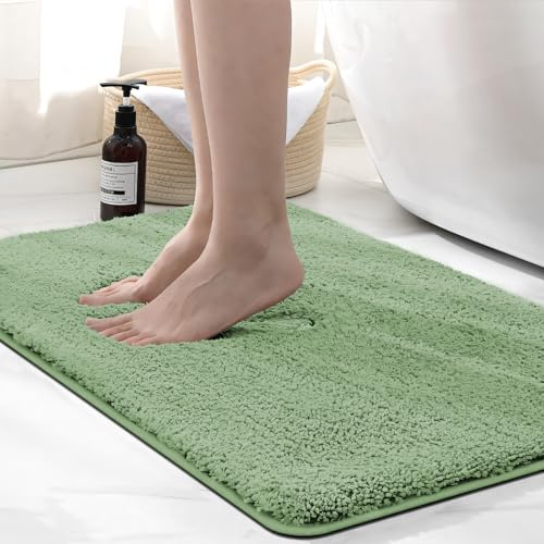 wyewye Mikrofaser Badematte, 2 cm dick, super saugfähige Badematte 50x80 cm, hellgrün