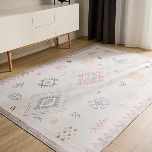 benuta Basic Waschbarer Teppich George - Multicolor 160x230 cm - Kunstfaser - Rechteckig & im Style: Vintage, Elegant, Retro - Pflegeleicht für Wohnzimmer Schlafzimmer