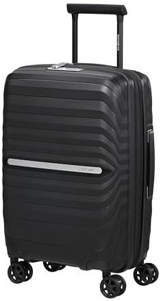Samsonite Neo Flux – Spinner S Slim, Utökbar Handbagageväska, 55 cm, 39/45 L, Svart (Black)
