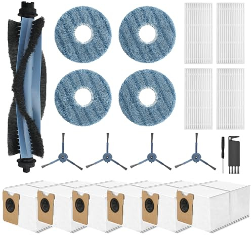 VIEWALL C20 Accessories Kit Replacement for Eufy Omni C20 Vacuum Cleaner,1 Main Brush,4 Mop Cloth Pads,4 Side Brushes,4 HEPA Filters,6 Replacement Dust Bags,1 Cleaning Tools,1 Screwdriver