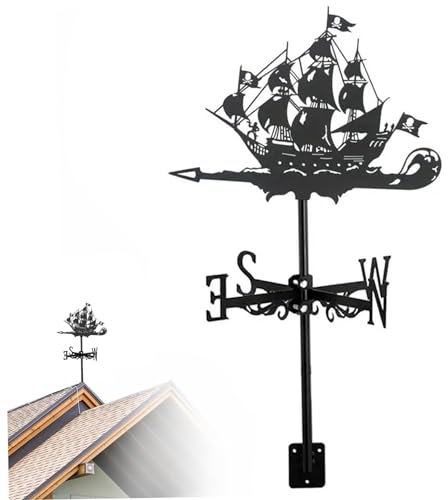 Girouettes, girouettes en Forme de Bateau Pirate pour Toit de Jardin, indicateur de Direction du Vent en métal pour décoration de Toit de terrasse de Jardin, girouettes pour abris de Jardin