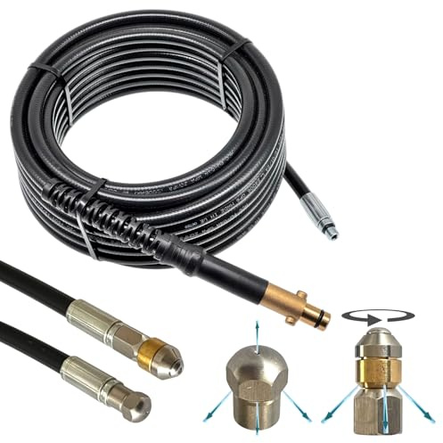 M&M Smartek Tuyau de nettoyage de canalisations compatible avec Nilfisk Alto Gerni - Pour siphon de WC - Raccord 1/8 - Tuyau haute pression