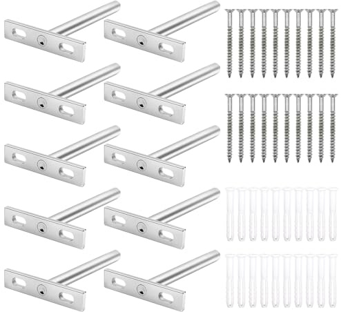 AMZSKU 10 Pièces Fixation Étagères Murale Invisible - 100mm - Supports Étagères Flottante en Fer Solide