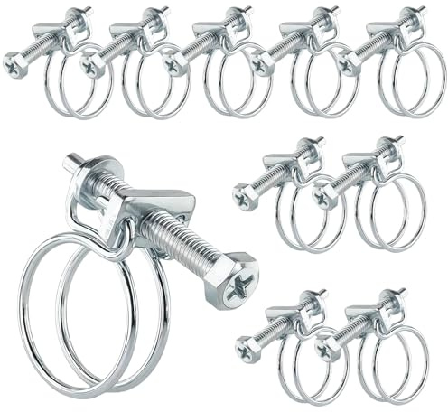 LUMOOM Lot de 10 colliers de serrage à double fil en acier inoxydable - Colliers de serrage réglables - Pour tuyau d'eau familial, automobile (36-40 mm)