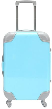 predolo Mini Koffer, Miniatur Puppenkoffer, Süß, mit Teleskopgriff, Puppenhaus Zubehör, Gepäckaufbewahrungsbox für Kinderspielzeug, Blau