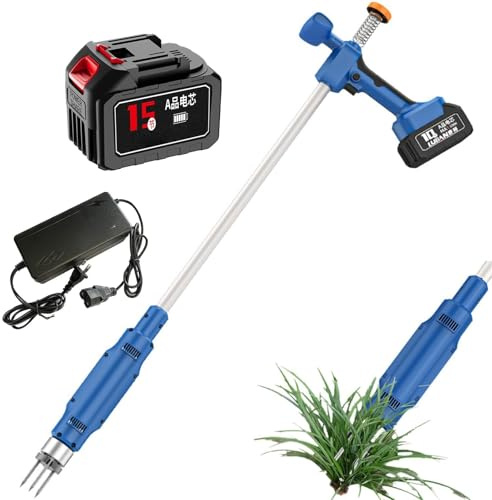 Electric Weed Puller, 3-claw Electric Weed Remover With 21v 3000mah Battery, Long Handled Weeder Grabber Tools, For Dandelions Lawn Garden Yard(2 Batteries,3000mAh)
