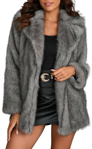Ansenesna Felljacke Damen Braun Flauschig Winterjacke Mit Fell Warm Kunstfell Jacke Winter Wintermantel Frauen Elegant Pelz Mantel Damen-Jacken Plüsch Fellmantel Kunstpelz Thermo Pelzmantel