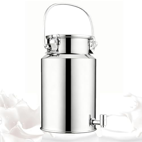 Pot a Lait INOX Bidon De Transport De Lait De Ferme 3L/5L/10L/15L Bidon De Baratte À Lait Pot Seau À Vin Baril Seau À Eau Huile Réservoir À Thé Réservoir Scellé en Acier Inoxydable (3L)