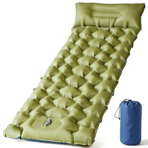 Materassino Campeggio Autogonfiante Ultraleggero 965g – Materasso Gonfiabile Singolo 202x63x10cm con Cuscino , Struttura Sospesa TPU Antiforatura Fodera Pongee – per Tenda Trekking, Spiaggia Regalo