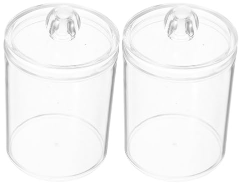 NOLITOY Botes de Acrílico Transparentes Tapa, Set de 2 Unidades para Almacenamiento de Bolas y Discos de Algodón, Organizadores Compactos para Baño, Porta Algodón Redondo para Hogar
