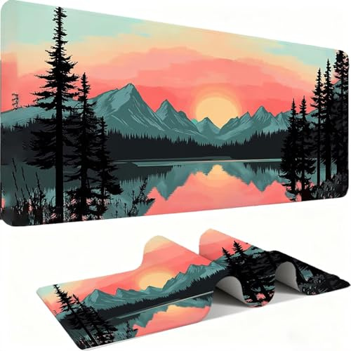 Grand Tapis de Souris Gaming XXL, Tapis Base en Caoutchouc Antidérapante imperméable, Grand Tapis de Souris étendu Glissement Facile, Résistant - Coucher De Soleil/Paysage 70 x 30 x 0.3 cm j0zj-898