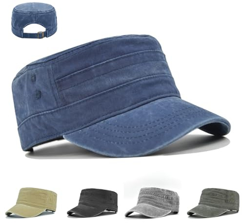 XingRuize Cappello Unisex in Stile Militare, Berretto Militare, Regolabile Cappello Visiera Piatta, Casuale Sport Vintage cap, Circonferenza della Testa 55-59cm