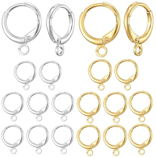 GWEOR 20 Stück Ohrclip Rohlinge Rund Clip on Ohrringe Konverter Set für DIY Schmuckherstellung,Gold und Silber