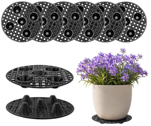 Zhixan 8 sottovasi rotondi per fiori, 30 cm, griglia di drenaggio in plastica | in plastica, sottovaso per vasi da fiori per interni ed esterni