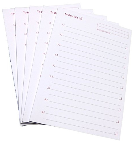 Druckerei Scharlau 5x To-Do Liste DIN A4 - Notizblock für bessere Organisation und mehr Zeit - 50 Blatt, Schwarz/Rot bedruckt (22659)