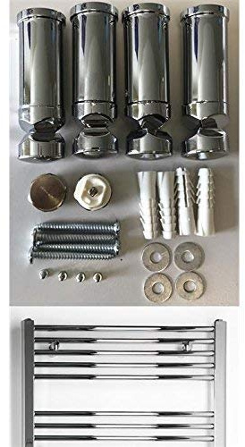 anapont Soporte para radiador de baño en blanco cromo y negro, adecuado para fijación de radiador recta y curvada (cromo)