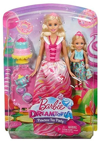 Barbie Dreamtopia Coffret Heure du Goûter, Poupées et Chelsea avec Service à Thé et Gteau à Monter, Jouet pour Enfant, FPL88