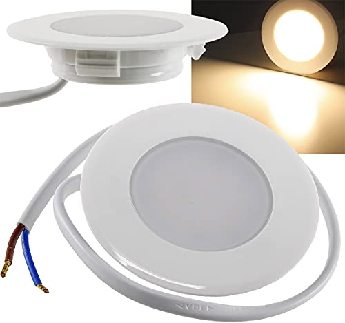 ChiliTec LED Einbauleuchte Treppenlicht 230V 4Stück Stufenleuchte für Unterputz Dosen 2Watt 230Lumen Leuchte für 60mm UP-Dosen Stufenbeleuchtung Schraubenlose Montage Warmweiß