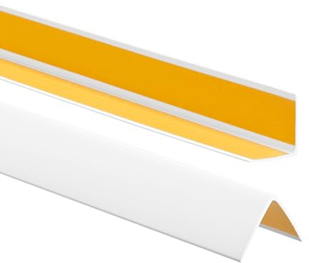 ProfiPVC Winkelprofil selbstklebend Kantenschutz aus PVC 35x35mm 150cm Weiß | Kantenschutzprofil aus PVC-Gummi, Kunststoffwinkel, elastischer Eckschutz, einfache Montage ohne Bohren