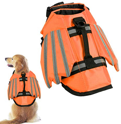 Haokaini Giubbotto di Salvataggio per Cani Giubbotto di Salvataggio con Galleggiante per Animali Domestici con Ali Costume da Bagno con Salvagente per Salvagente per Cani per La Sicurezza