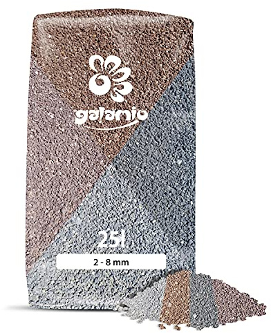 GALAMIO Lavamulch Lavadekor Eifel Vulkan Gestein Beet Abdeckung Garten Mulch Pflanz Granulat Substrat Dekor Fein 2-8mm 25kg Sack
