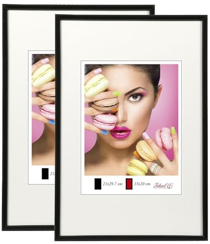 IDEAL TREND 2er 3er 5er Pack Photo Style Set Bilderrahmen Wanddeko Collage Poster Kunststoff Rahmen: Farbe: 2er Pack Schwarz | Format: 50x70