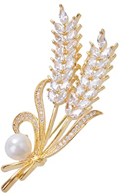 KhuWan Luxe Strass Blé Oreille Broche Collier Broches pour Costume Brillant Femmes Hommes Parti Broches Bijoux