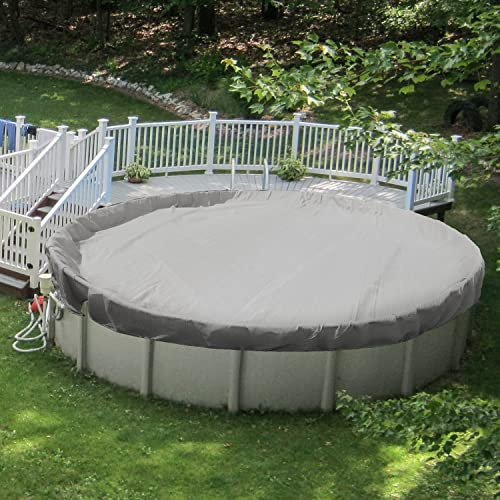 Patio Pool Cover for 15' Foot Above Ground Pools Round Cover Winter Aboveground Round Swimming Pool Cover Tarp Polyethylene Light Grey