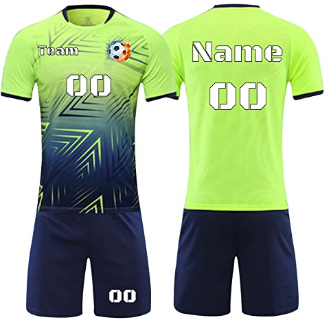 Fußballtrikot Kinder Benutzerdefiniert T-Shirt Shorts 2 Teiliges Set Personalisiert Trikot Jeder Name Nummer Team Logo fußball Geschenke