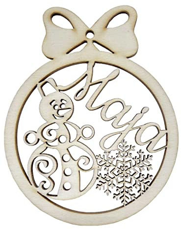 Weihnachtsbaumkugel aus natürlichem Birkensperrholz mit Wunschnamen - Personalisierte Weihnachtskugel, Weihnachtsbaumschmuck, Weihnachtsdeko aus Holz - schöne Geschenk-Idee zu Weihnachten (Style 6)