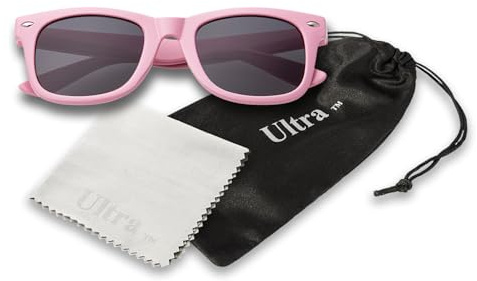 Ultra Kids Sunglasses UV400 Protection - Classic Retro Style for Boys & Girls, Ages 3-8, Lightweight Durable Shades - Pink