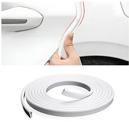 CGEAMDY Protections Bord Portière De Voiture en Forme De U Protecteur, 500CM Car Edge Trim Rubber Seal Pad De Protection, pour La Porte Voiture en Caoutchouc Anti-Collision Protéger (Blanc)