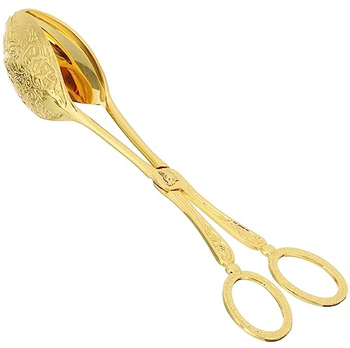 HEMOTON Buffet-Salatzange Aluminiumlegierung Servierzange Scherenzange Party-Catering Servierzange Kuchen Brot Zange Catering-Utensil Für Sandwich Backen Steak Grillen Goldfarben