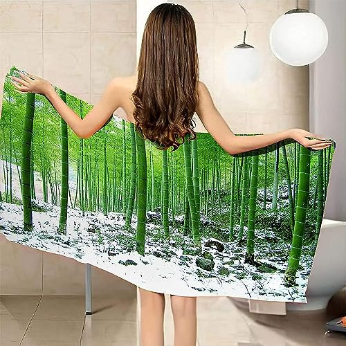 Bath Sheet Boys Girls 3D Green Bamboo Forest Landscape Print Towel Fast Drying Beach Swimming Towel Quick Dry Towel Towels For Sports Travel Hotel Spa For Camping 80 X 160 Cm