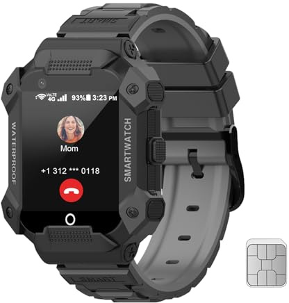 Getfitsoo 4G Kids Smartwatch with SIM Card, GPS Smart Watch for Children, 1.4 Touch Screen Phone Watch with Video Calls, Voice Chat, SOS Calls, Pedometer, Camera, Music(Black)