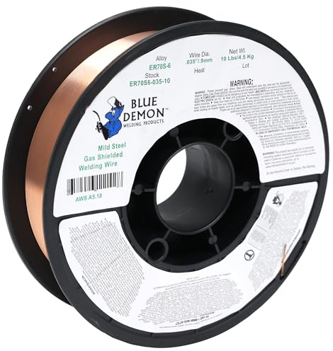 Blue Demon ER70S6 X .035 X 10 LB MIG/GMAW Carbon Steel Welding Wire, All Position, Low Spatter, Formulated to Provide Porosity-Free, X-Ray Quality Welds