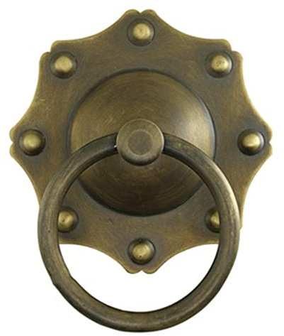 Vintage-Türklopfer aus Kupfer, Türgriff for den Innenhof, Türklopfer in Blumenform aus Bronze, antiker Holz-Haustürgriff, Retro-Anti-Garten-Innenhof-Wanddekorationszubehör/10 cm Durchmesser ( Size : 6