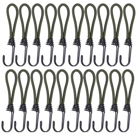 Ganci Per Corda Elastica da 20 Pezzi, Corda Elastica Per Tenda con Gancio Ganci in Filo a Spirale con Corde Elastiche Riflettenti Separabili con Ganci in Metallo Durevoli Per Camion da Campeggio Barch