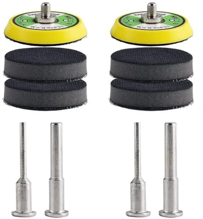 2 Stück 2 Zoll Schleifscheiben Pads 50mm mit 4 Stück 1/8in&1/4in Shank,mit 2 pcs Sponge Cushions,für Holzmöbellackierung Automobil