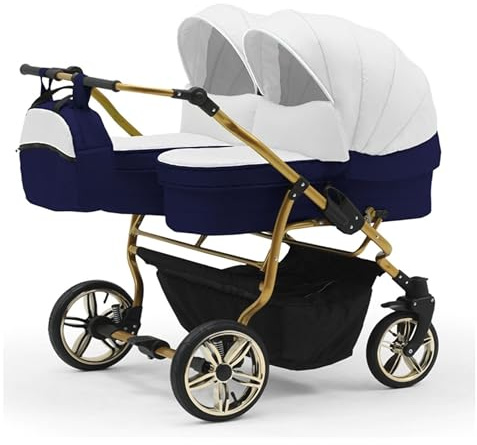 Zwillingskinderwagen 2 in 1 Duet Lux Goldedition inkl. Sportsitze - 10 Teile - in 20 Farben