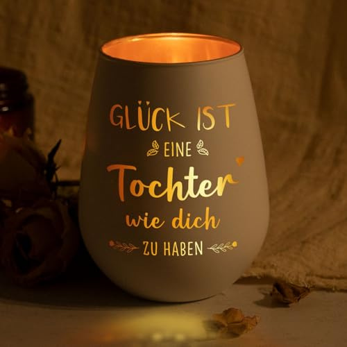 Juratar Geschenke für Tochter, Liebevolles Windlicht mit Gravur | Geburtstagsgeschenk für Tochter, Mutter Tochters Geschenk zum Muttertag und Weihnachten