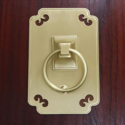 Rechteckiger Haustürgriff, antiker Messing-Türklopfer, einfacher Kupfer-Türring für Terrassentür-Dekorationszubehör (Farbe: Messing) (Schwarz) (Messing)