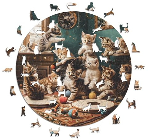 Iconic Puzzles - Gattini Giocosi, puzzle in legno 100% sostenibile, Regali per Bambini e Adulti, taglia S, 200 Pezzi