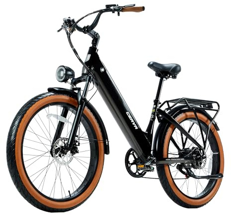 Ficyacto Elektrofahrräder 26 Zoll E Mountainbike 3.0 Fettreifen City E-Bike für Damen/Herren Step-Thru E-Bike 48V 20Ah Akku eBike 25km/h Pedelec
