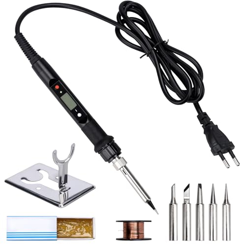 Soldering Iron, 80W Lötkolben Set, Altamejor LED Lötkolben Lötset mit EIN/AUS-Schalter 180-480°C Thermostatischem Design, 5 Lötspitzen, Lötset für Reparatur des Schweißens