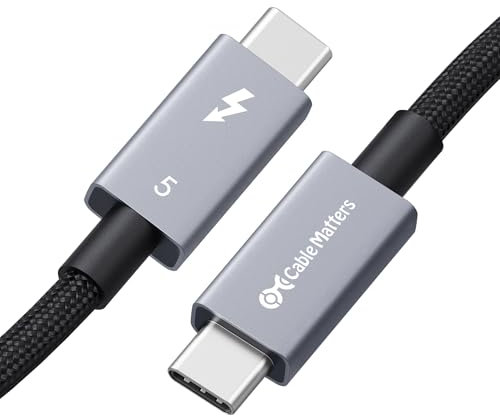 Cable Matters [Intel-zertifiziert] 80 Gbps geflochtenes Thunderbolt 5 Kabel mit bis zu 120 Gbps Bandbreitenverstärkung / 240W Ladeleistung in Schwarz, 1m, kompatibel mit Thunderbolt 4/3, USB4 / USB-C