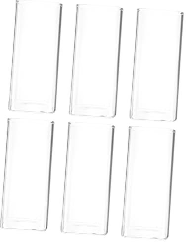 PRETYZOOM Set Da 6 Bicchieri Quadrati in Vetro Borosilicato Trasparente Da 400 Ml, Tazze Da Caffè e Acqua, Resistenti Al Calore, Riutilizzabili Per Uso Domestico e Ristorazione
