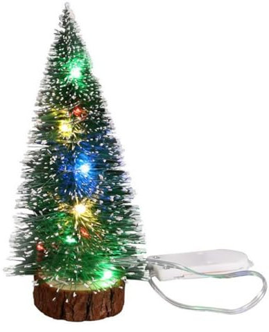 Mini Christmas Tree with LED Light 7.87 Inch Realistic Portable Battery Operated Mini Artificial Pines Tabletop Xmas Decor with Metal Stand for Home Office Decoration 20cm Colorful Light
