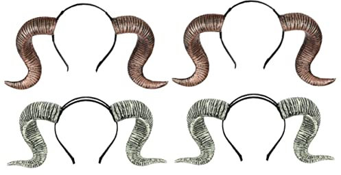 Gogogmee 4pcs Halloween Headband Horn Hair Halloween Headpiece for Boys and Girls Boy Girl Ram Horn Hair Hoop Funny Headbands Cosplay Headdress Festive